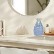 Blue Ceramic Vase with Ruffled Top - Ceramic flower vase | decorative vases | small vases for flowers | Ceramic near me | flower vase online | vase for living room | decorative vases for living room | Ceramic home decor items